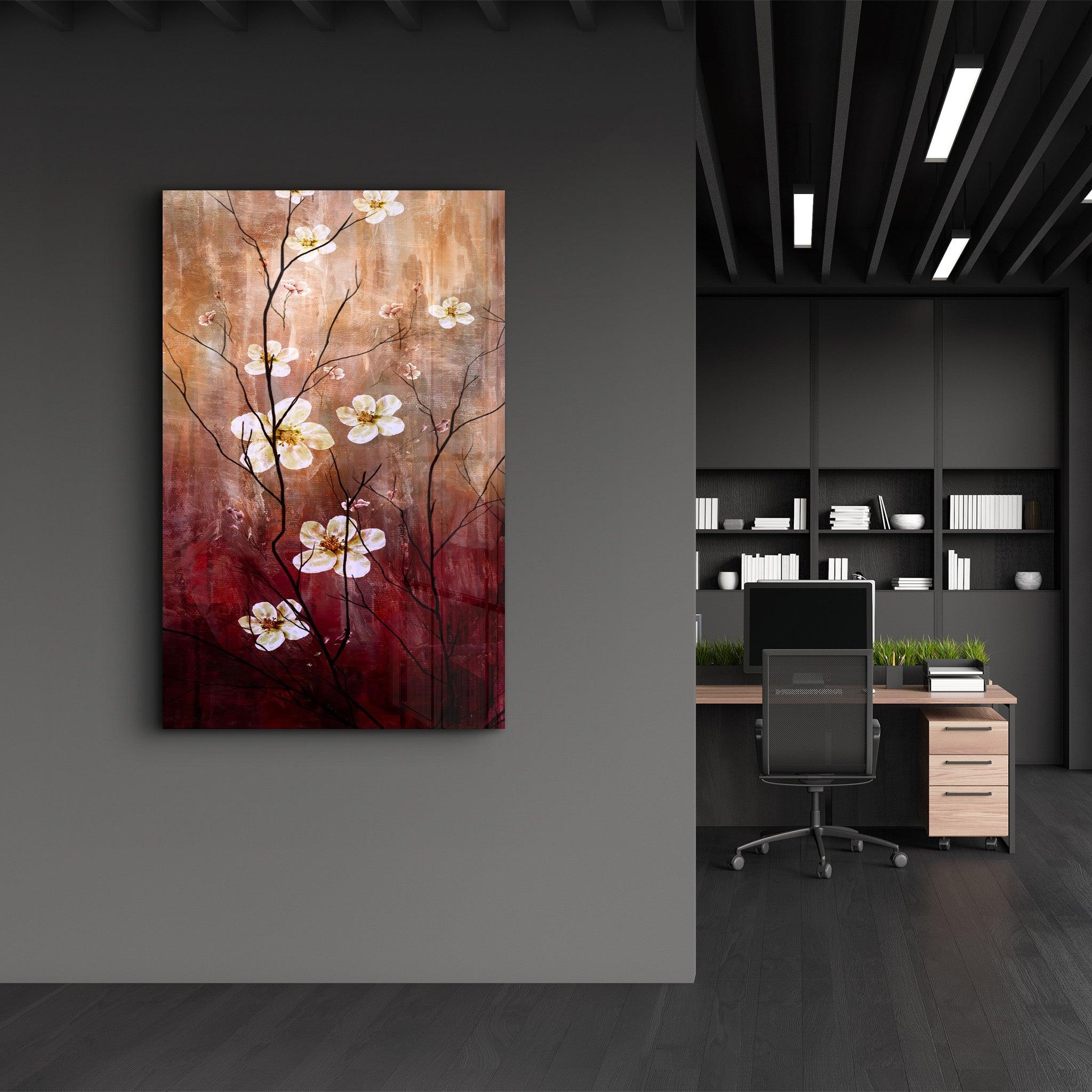 Yellow Flowers | Glass Wall Art - Artdesigna