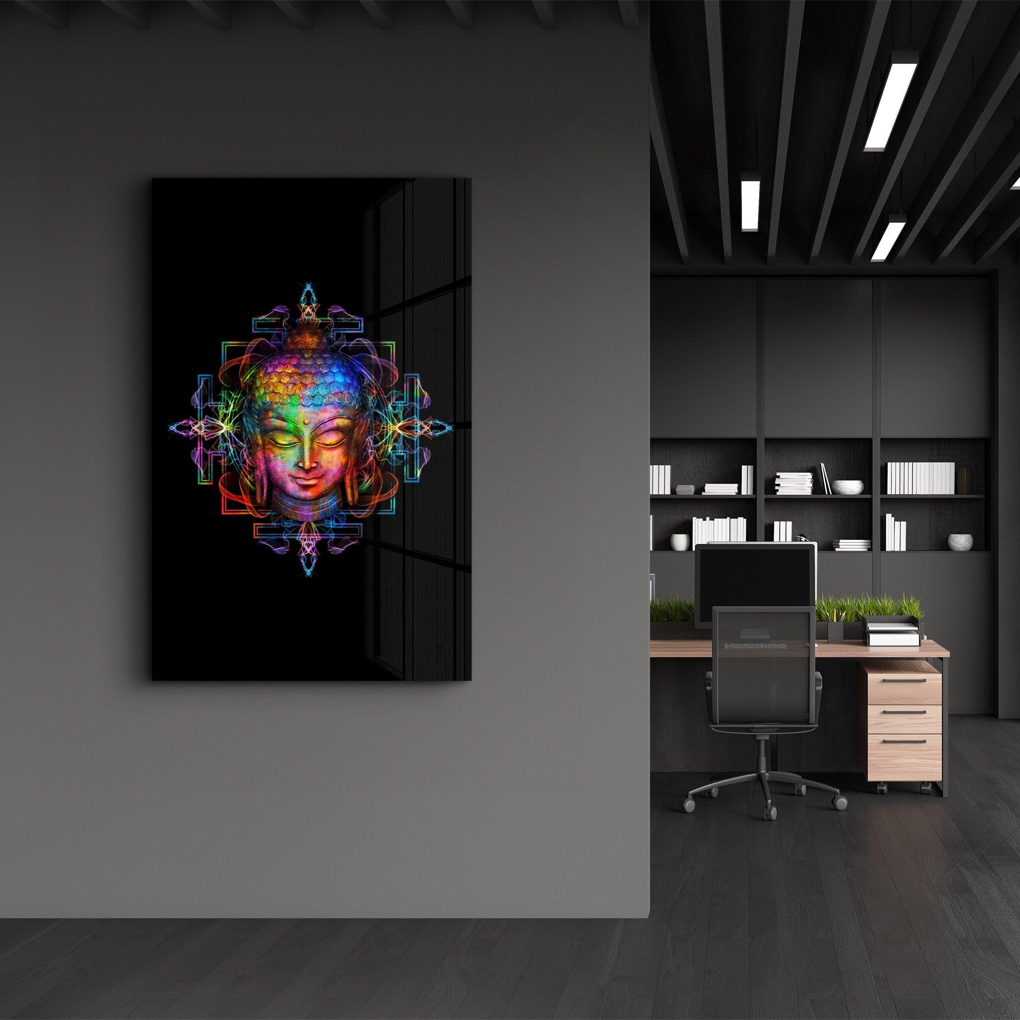 Rainbow Buddha | Glass Wall Art - Artdesigna