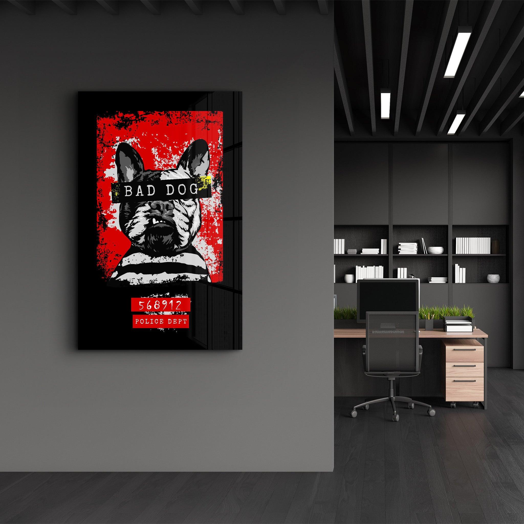 The Wanted Dog | Glass Wall Art - Artdesigna