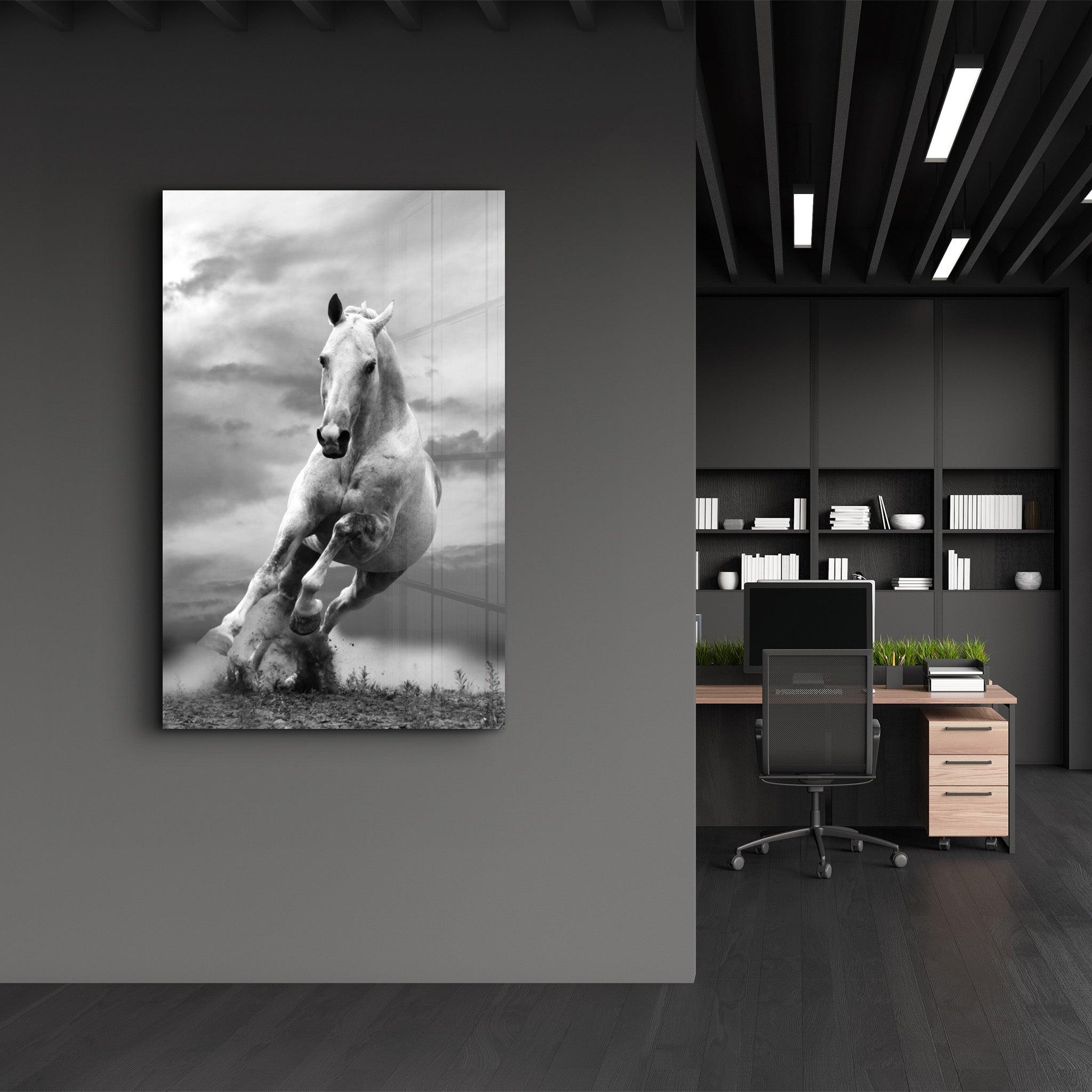 Running Horse | Glass Wall Art - Artdesigna