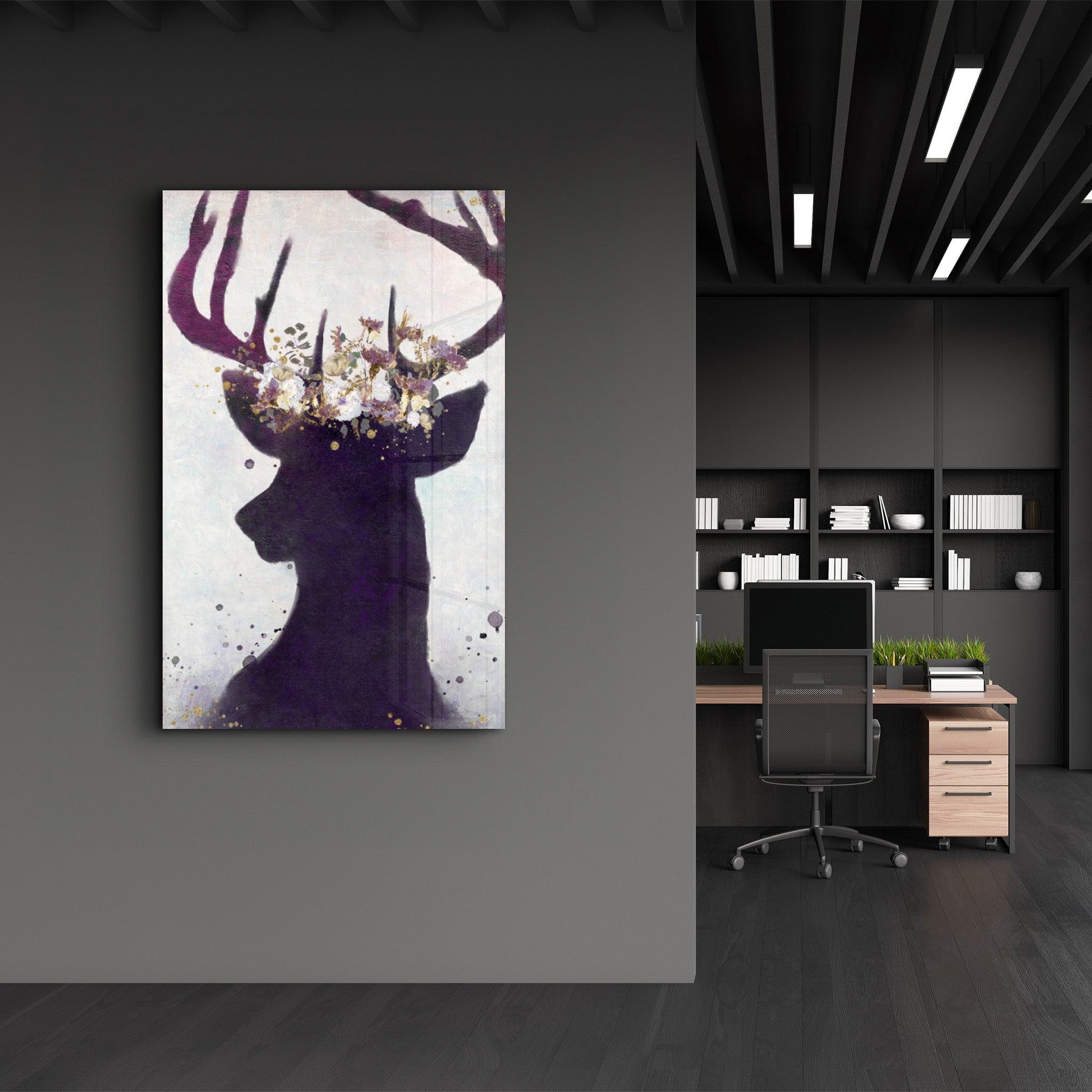 Deer | Glass Wall Art - Artdesigna