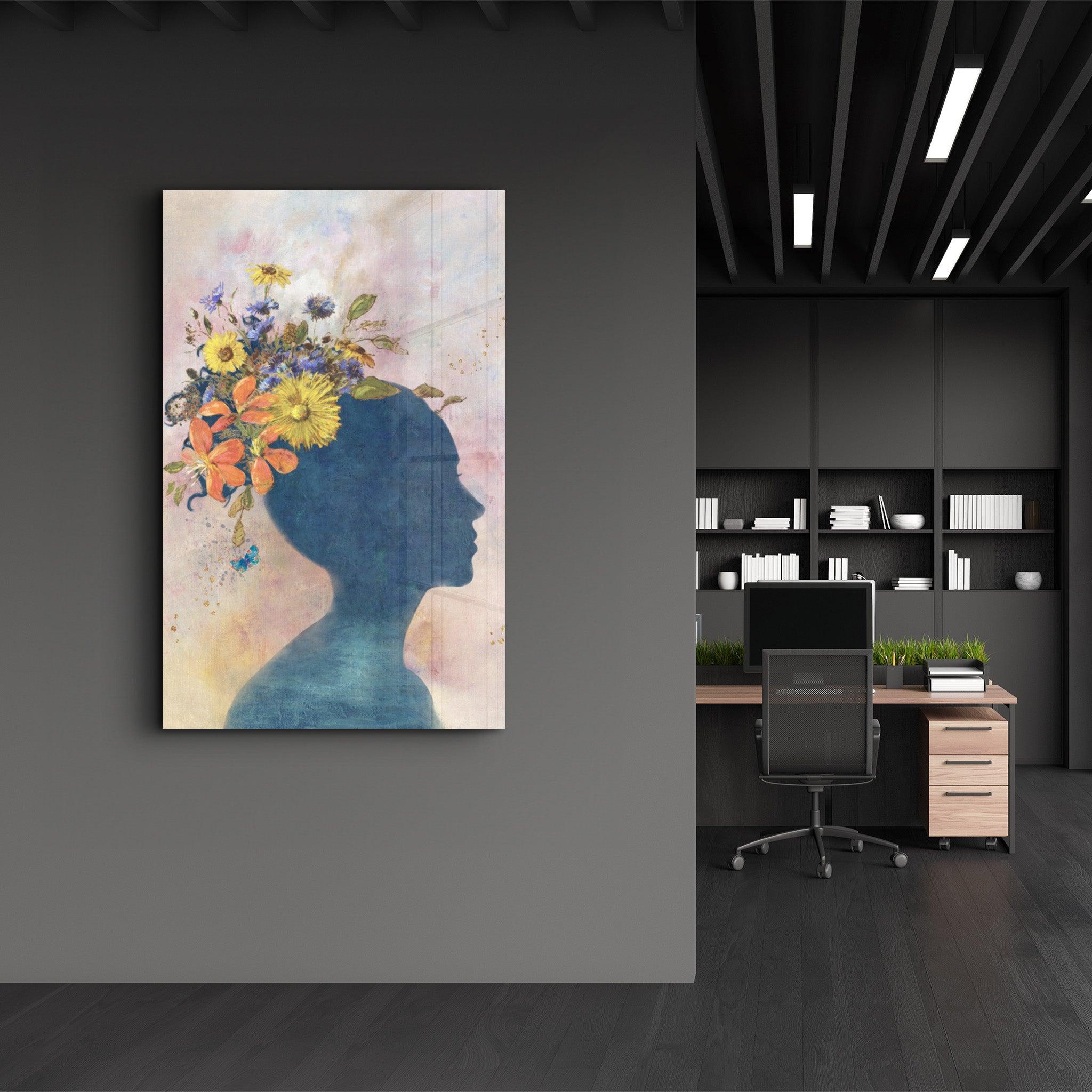 Abstract Women and Flowers | Glass Wall Art - Artdesigna