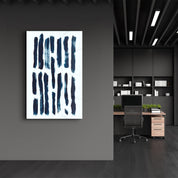 Blue Brush Marks V2 | Glass Wall Art - Artdesigna