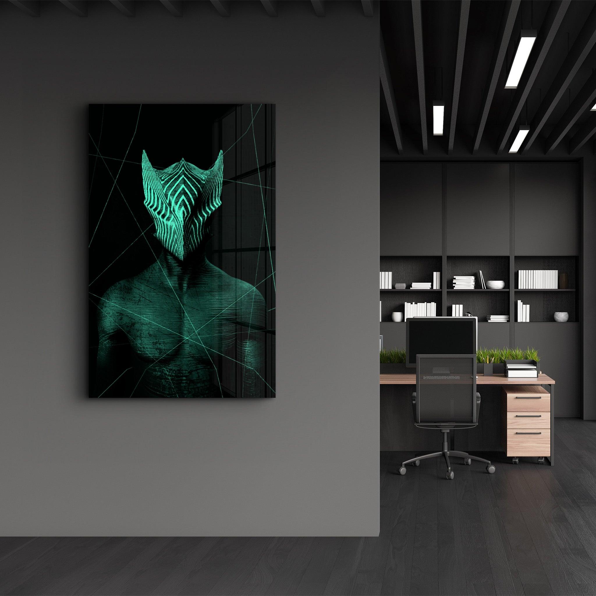 Abstract Masked Man V4 | Glass Wall Art - Artdesigna