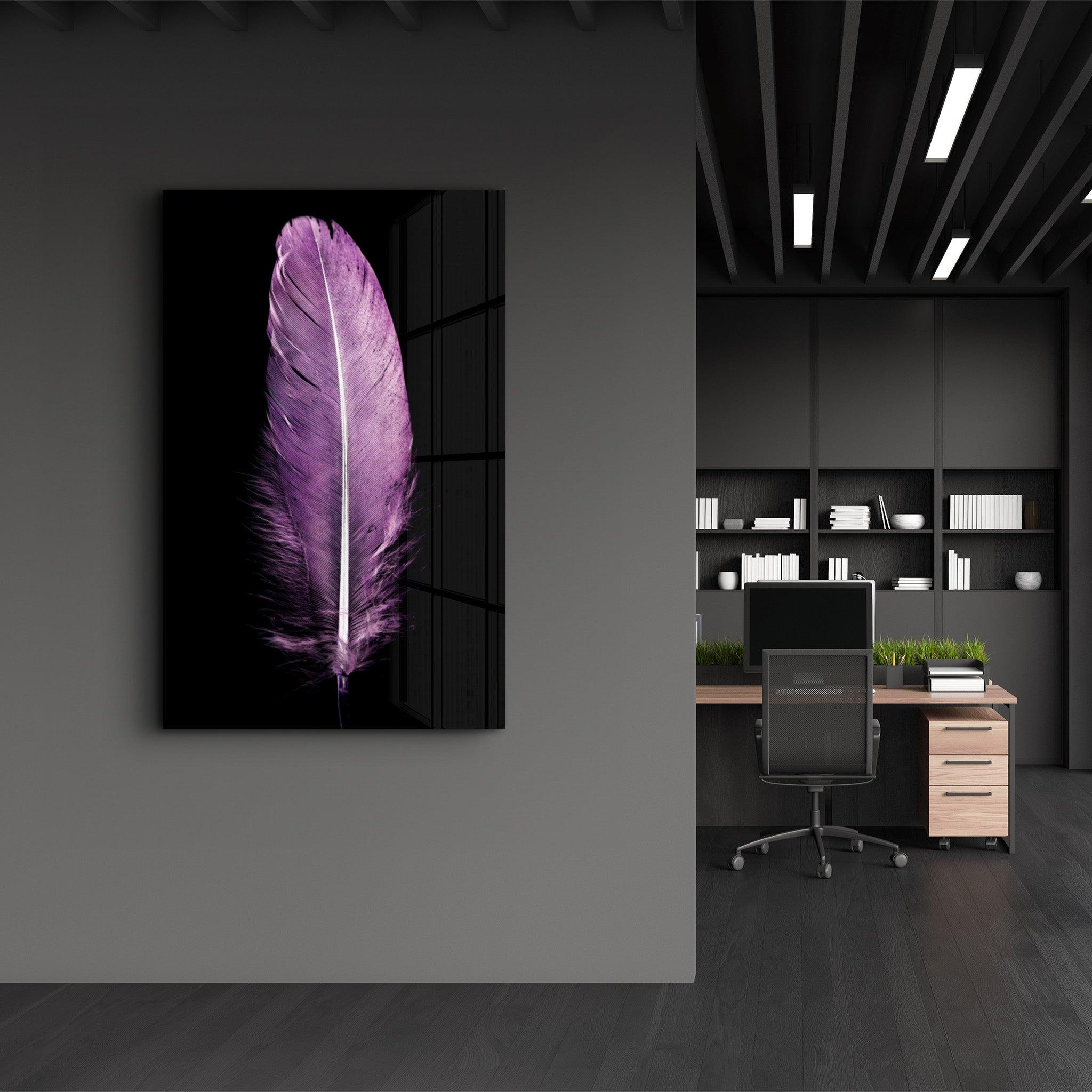 Colorful Feather V3 | Glass Wall Art - Artdesigna