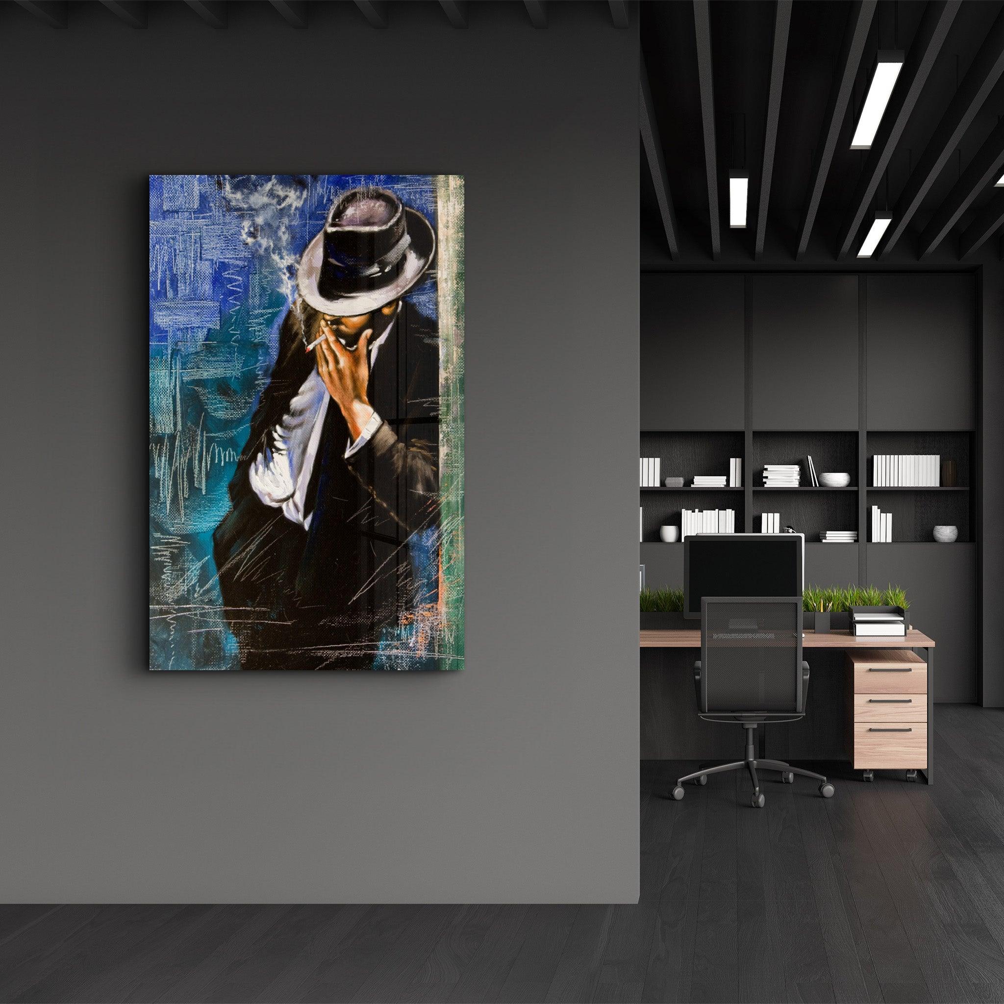 Lonely Man | Glass Wall Art - Artdesigna