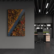 Alone in the Road | Glass Wall Art - Artdesigna