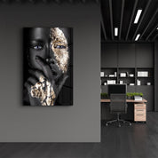 Covering Face Woman Portrait | Glass Wall Art - Artdesigna