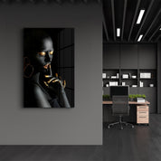 Golden Lips v1 | Glass Wall Art - Artdesigna