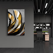 Golden Abstract 2 | Glass Wall Art - Artdesigna