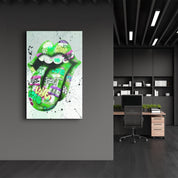 Tongue - Green | Designer's Collection Glass Wall Art - Artdesigna