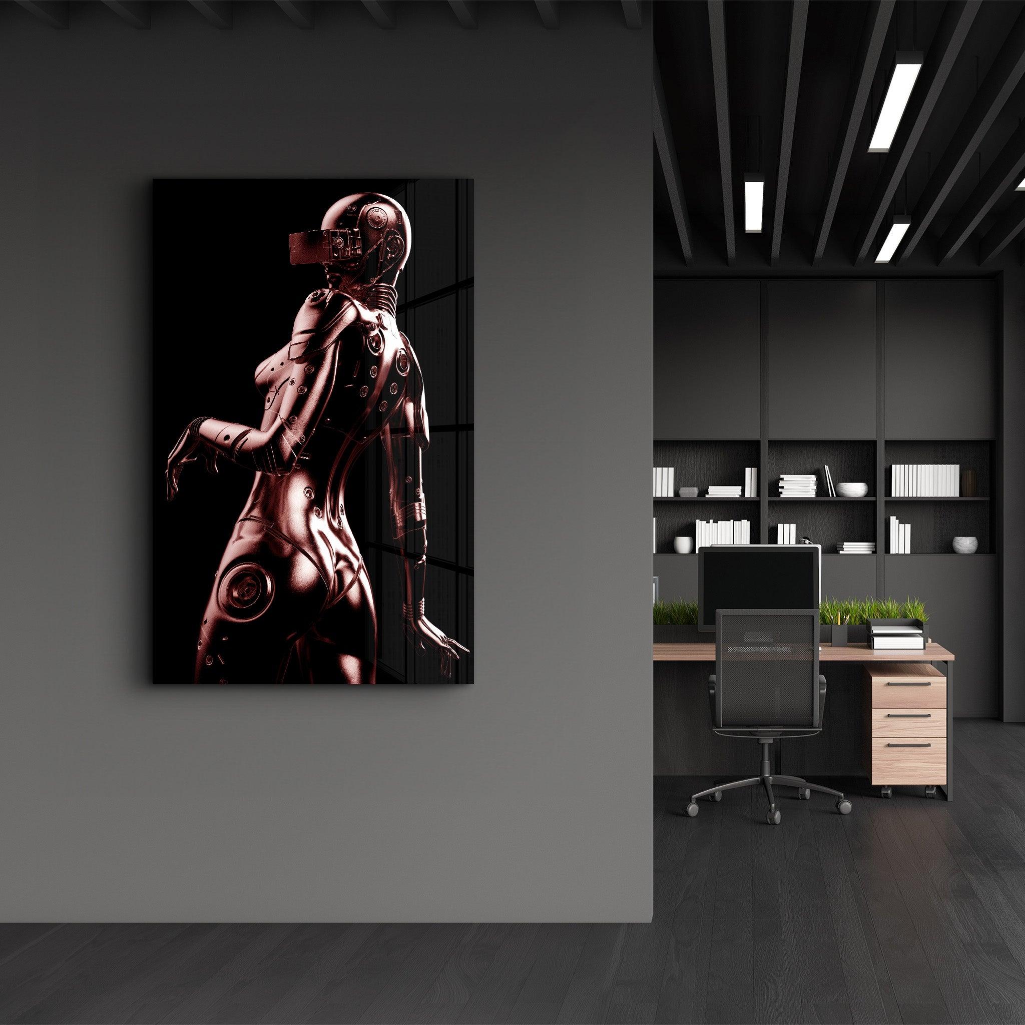 Robo Girl Bronze | Designer's Collection Glass Wall Art - Artdesigna