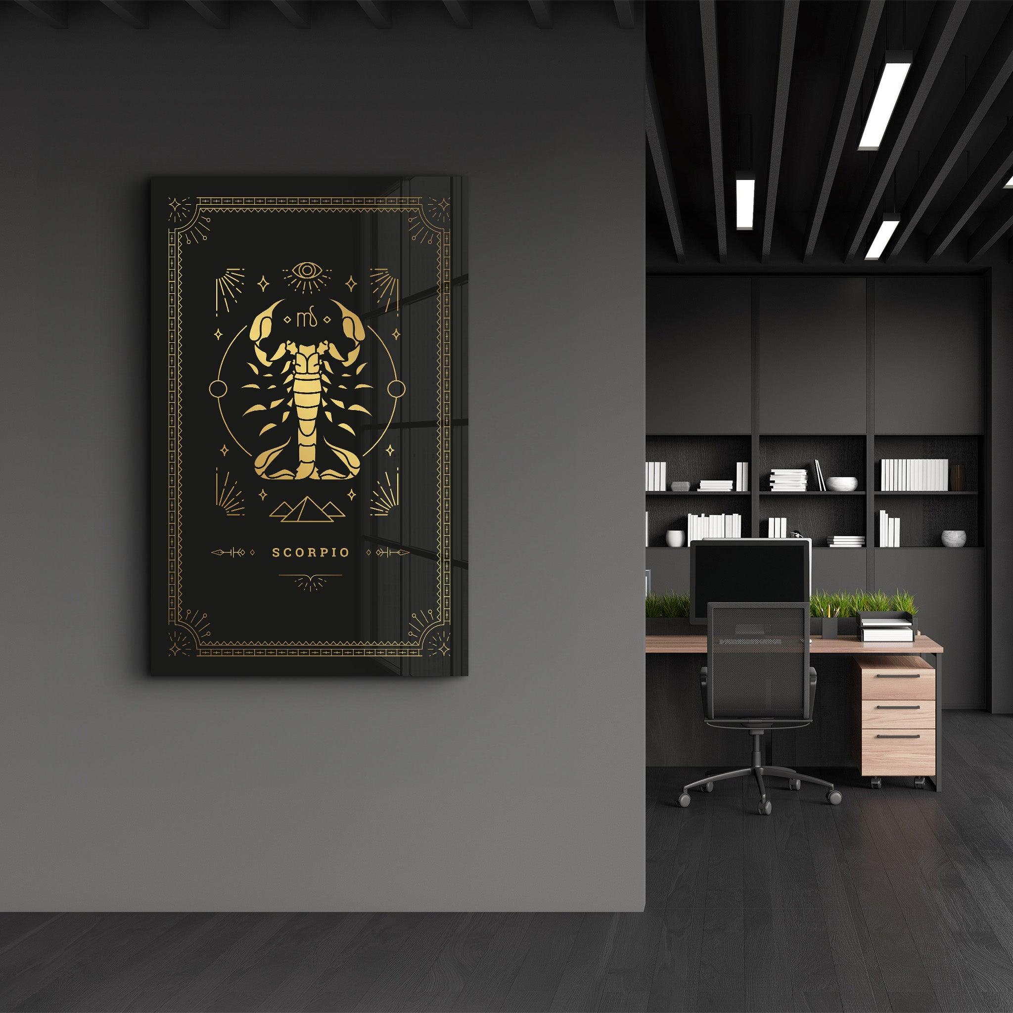 SCORPIO | Black Zodiac Collection Glass Wall Art - Artdesigna