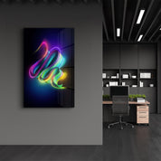 Neon Brush Strokes | Glass Wall Art - Artdesigna