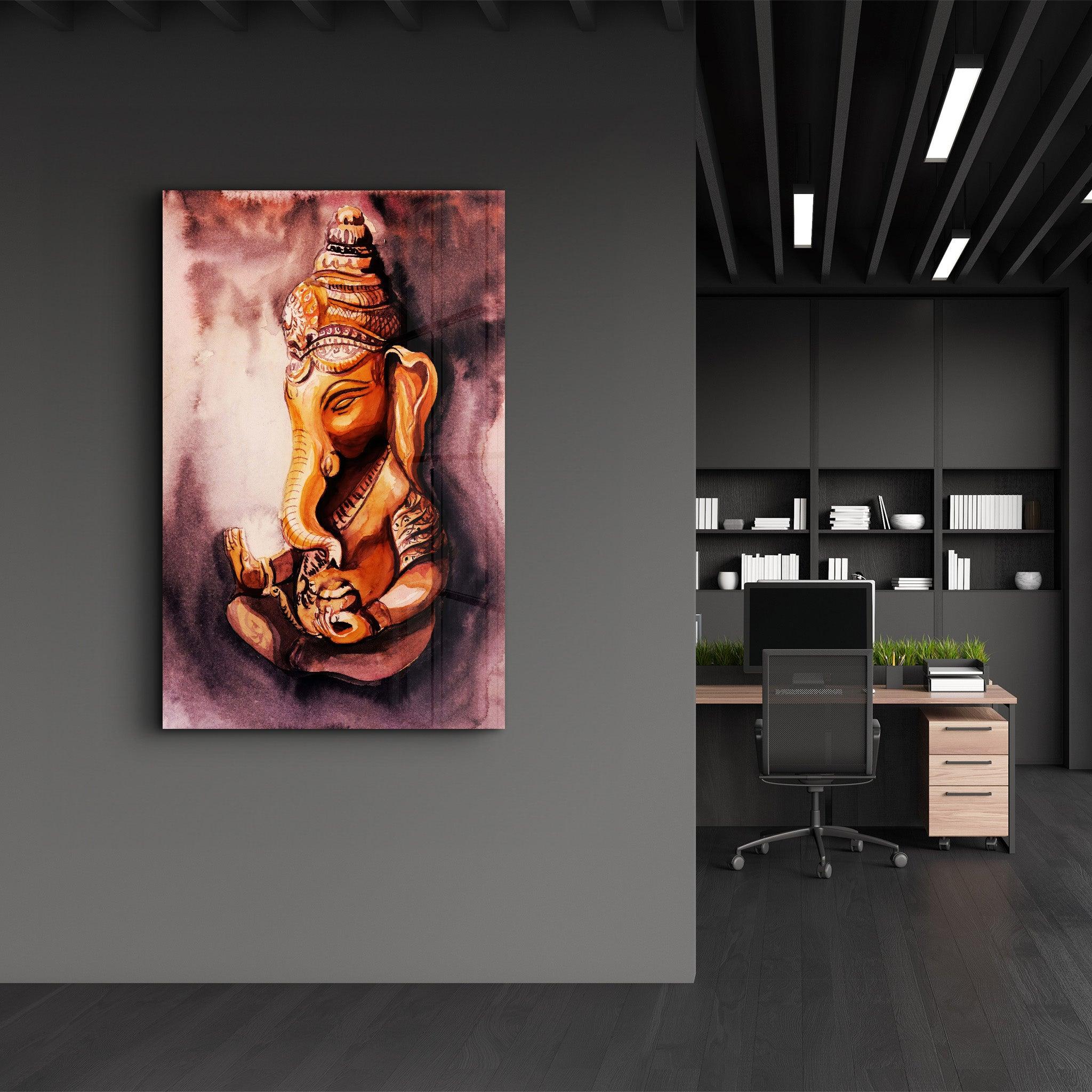 Indian Lord Ganesh | Glass Wall Art - Artdesigna