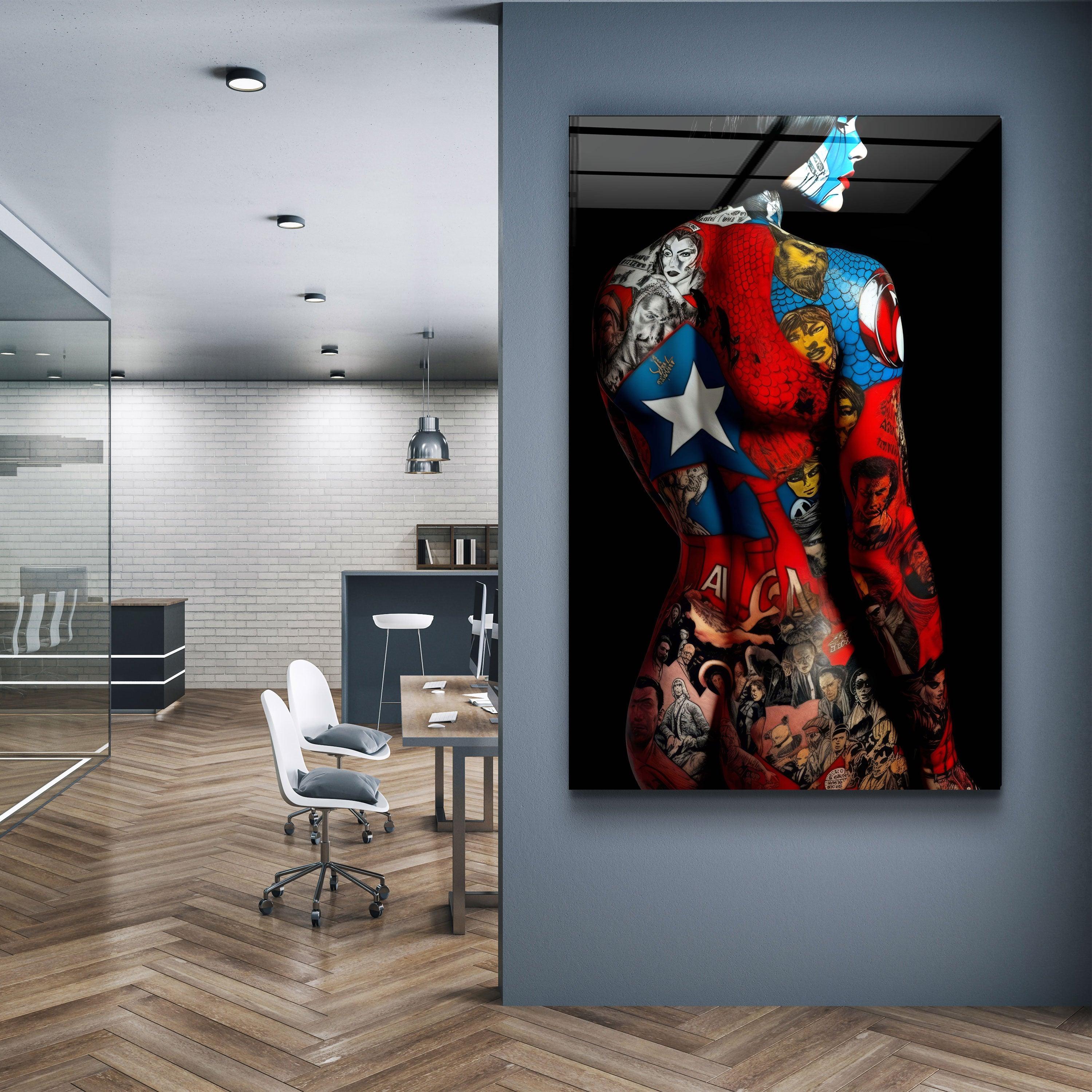 Tattooed Body 1 | Designers Collection Glass Wall Art - Artdesigna