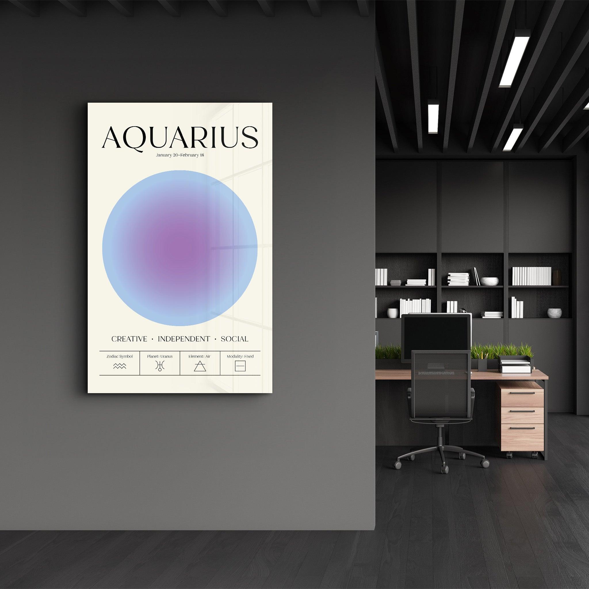 Aquarius - Aura Collection | Zodiac Glass Wall Art - Artdesigna