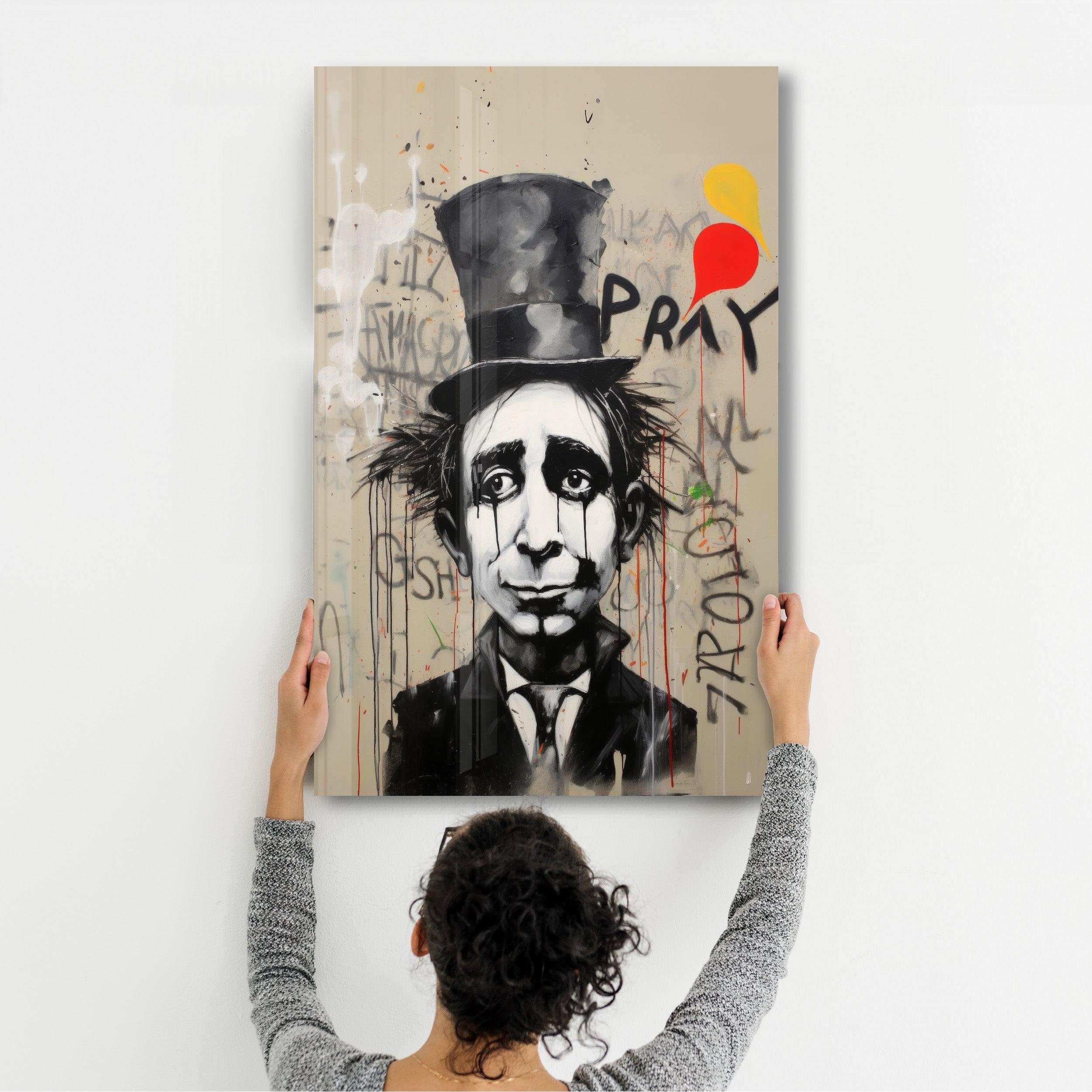 The Crying Gentleman Street Art - Glass Wall Art - Artdesigna