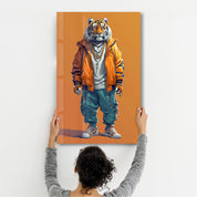 Stylish Tiger - Glass Wall Art - Artdesigna