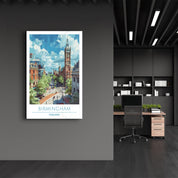 Birmingham England-Travel Posters | Glass Wall Art - Artdesigna