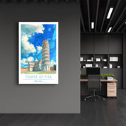 Tower Of Pisa-Piza Italy-Travel Posters | Glass Wall Art - Artdesigna