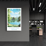 St. James Park- London England-Travel Posters | Glass Wall Art - Artdesigna