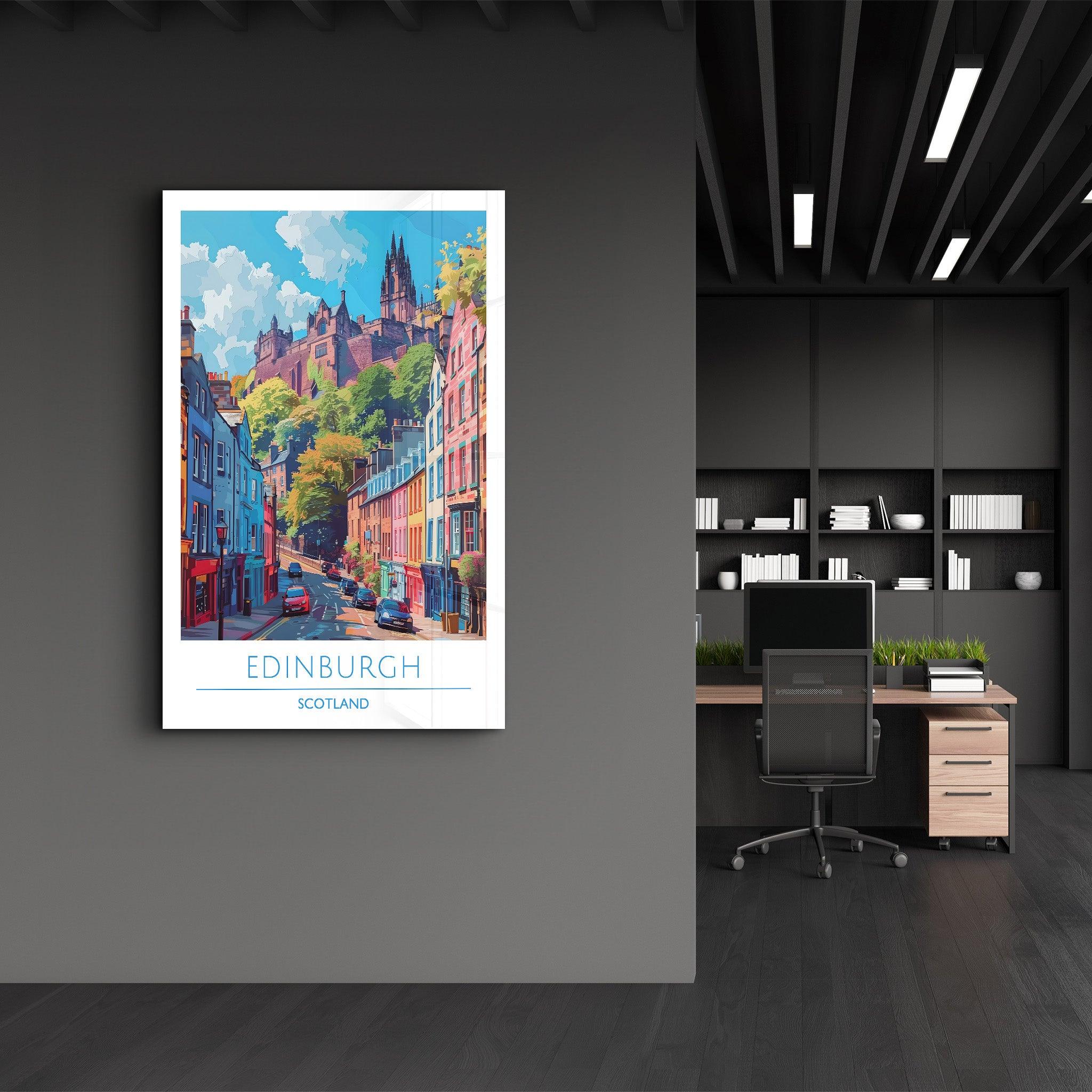 Edinburgh Scotland-Travel Posters | Glass Wall Art - Artdesigna