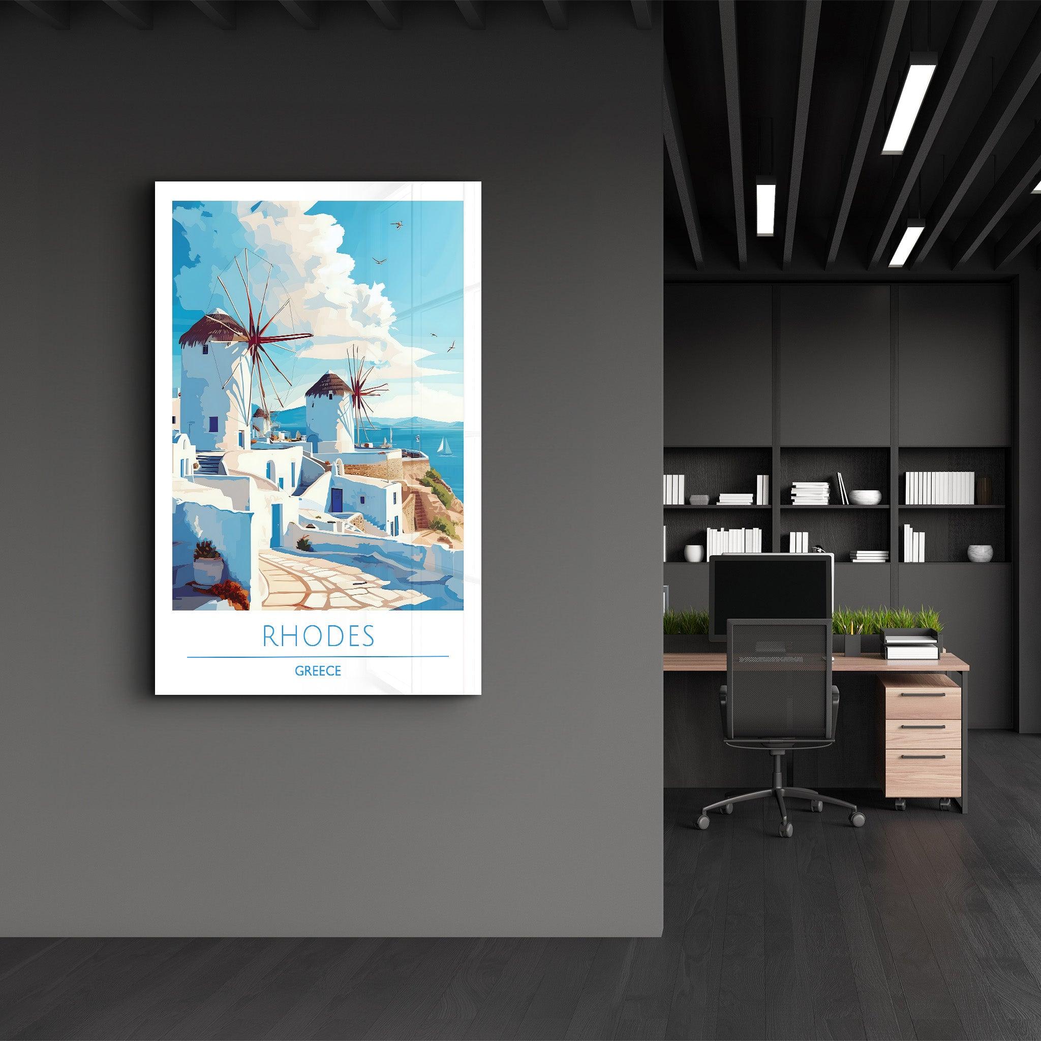 Rhodes Greece 2-Travel Posters | Glass Wall Art - Artdesigna