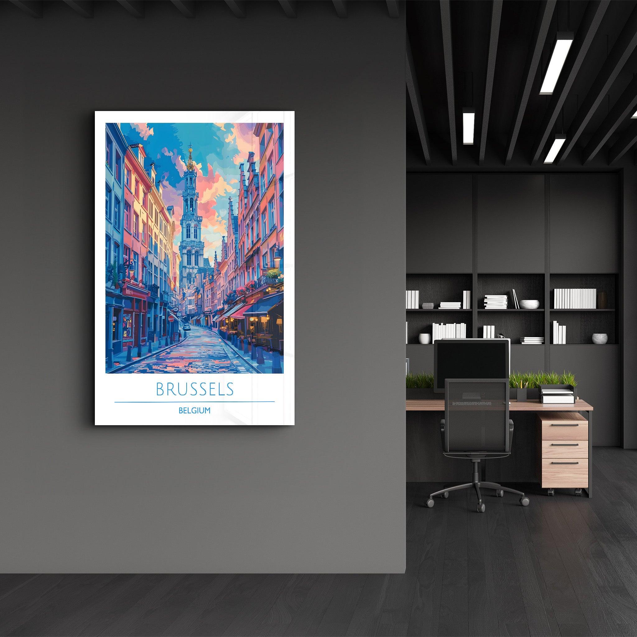 Brussels Belgium 2-Travel Posters | Glass Wall Art - Artdesigna