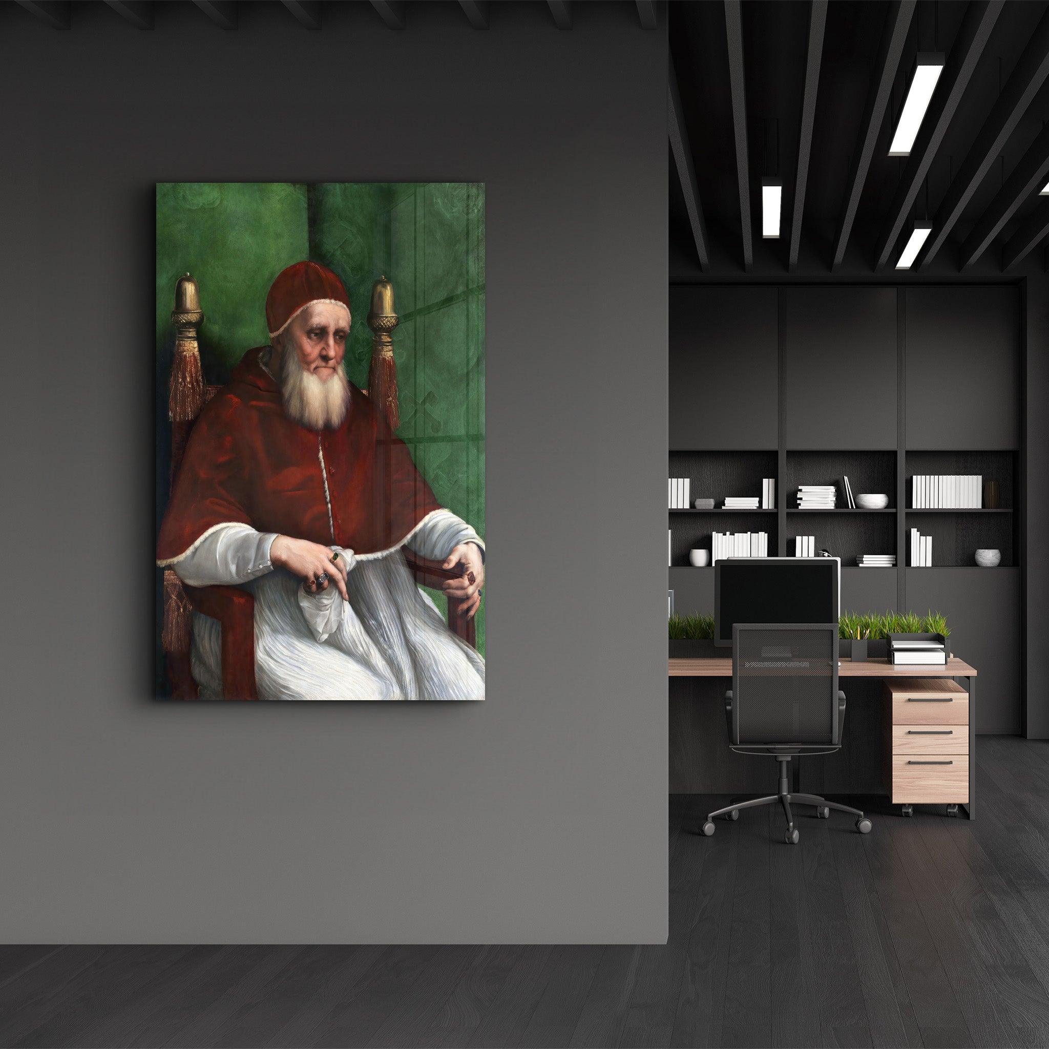 Raphael's Portrait of Pope Julius II (1511) | Glass Wall Art - Artdesigna