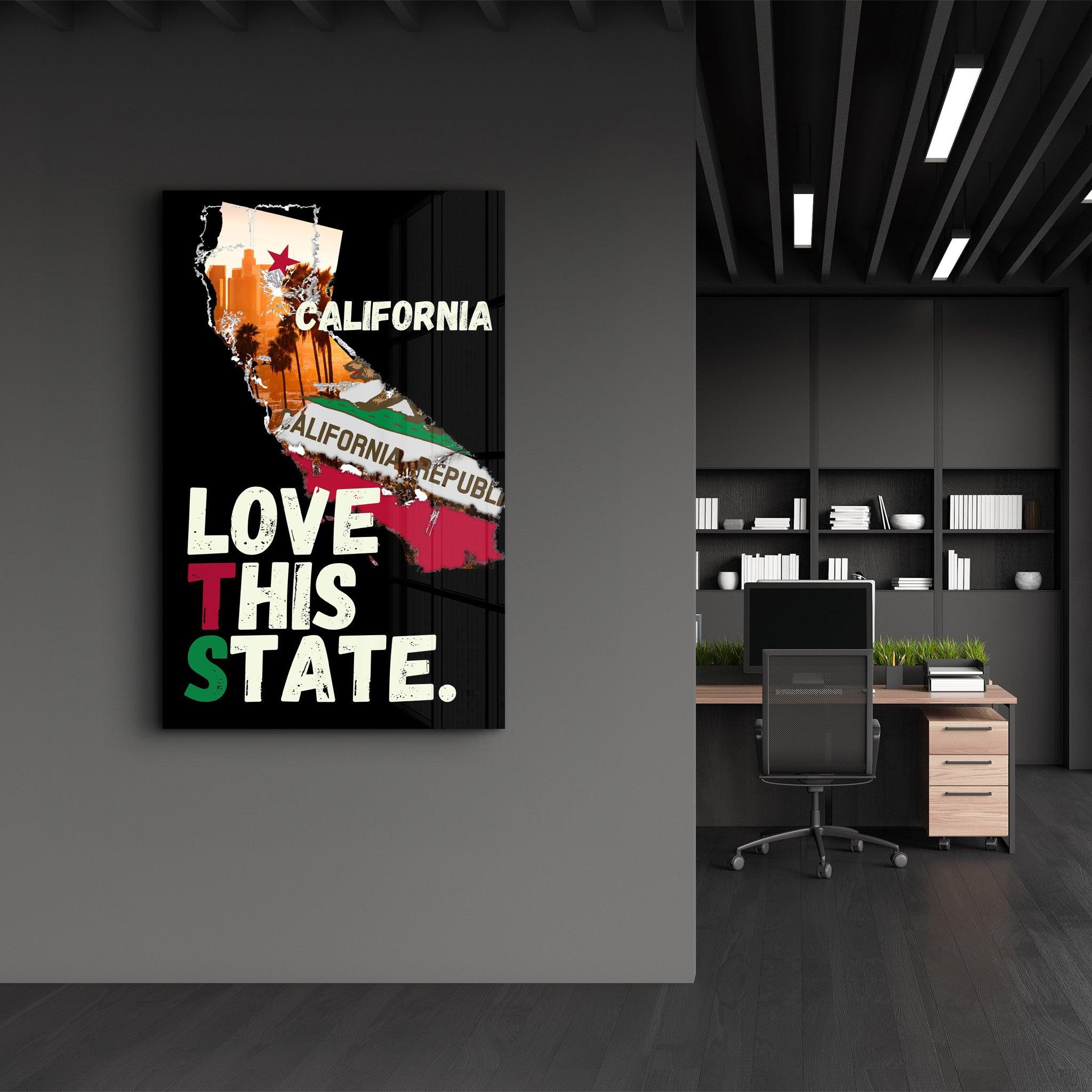 Love This State - California | Glass Wall Art - Artdesigna