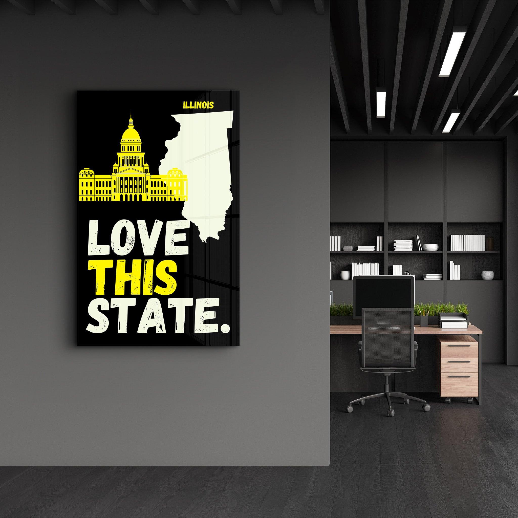 Love This State Illinois | Glass Wall Art - Artdesigna