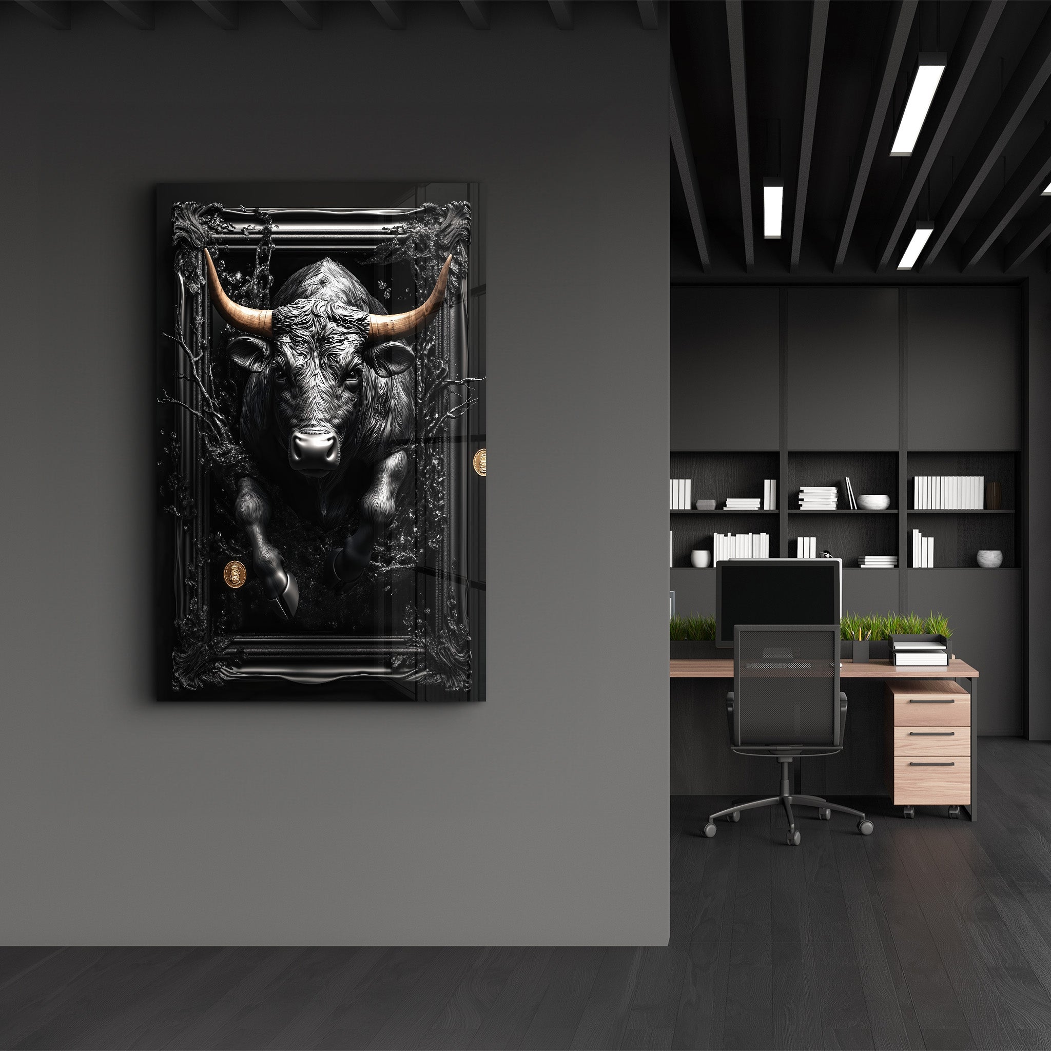 Angry Bull | Glass Wall Art