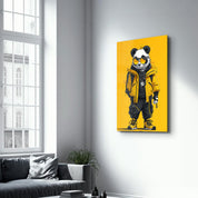 Stylish Panda - Glass Wall Art - Artdesigna