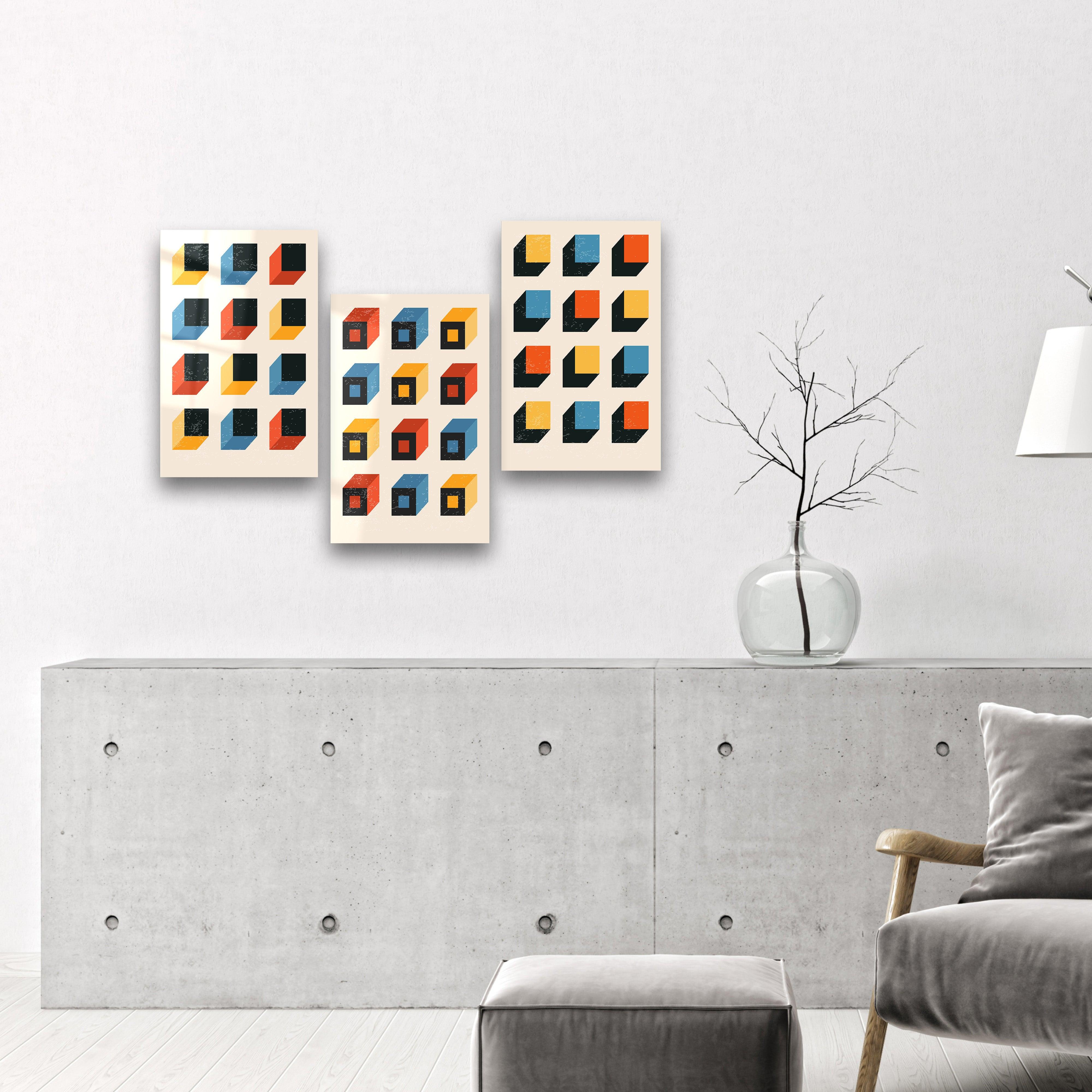 ."Cubes". Contemporary Gallery Collection Glass Wall Art - ArtDesigna Glass Printing Wall Art