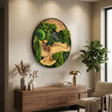 Organic Oasis | Premium Moss and Olive Wood Wall Decor