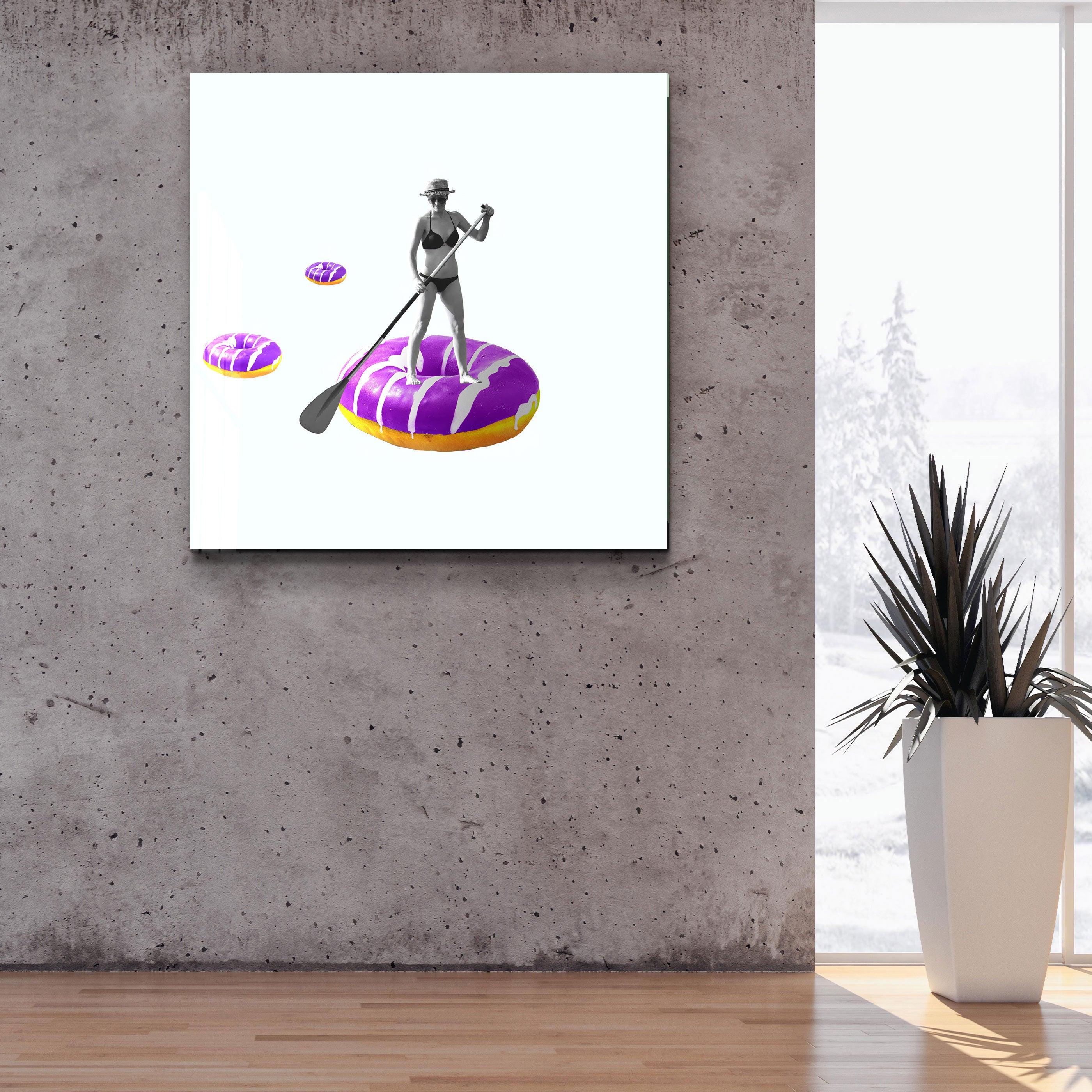 ."On a Donut Boat". Contemporary Collection Glass Wall Art - ArtDesigna Glass Printing Wall Art