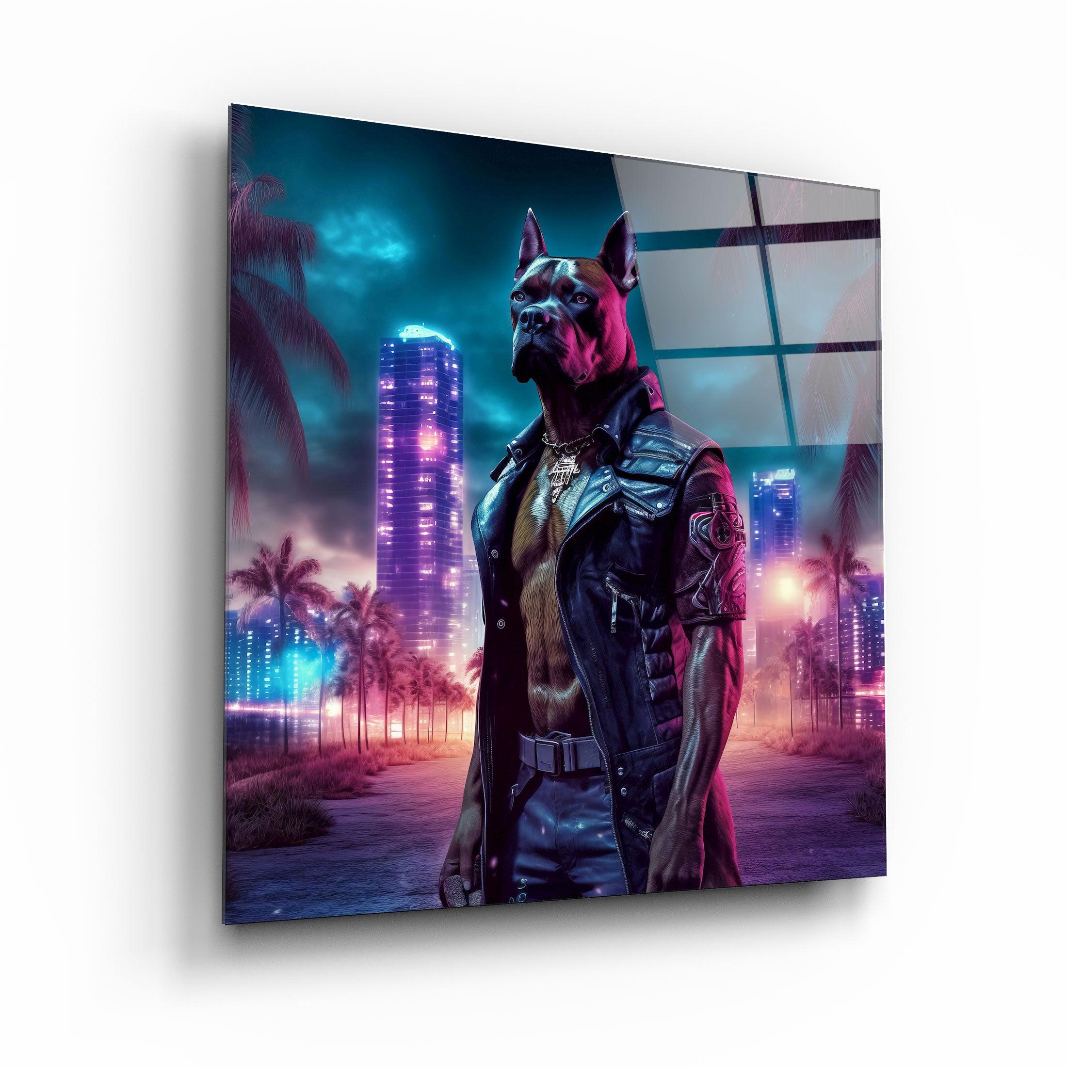 ."Cyberpunk Style - Dog". Designers Collection Glass Wall Art - ArtDesigna Glass Printing Wall Art