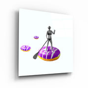 ."On a Donut Boat". Contemporary Collection Glass Wall Art - ArtDesigna Glass Printing Wall Art