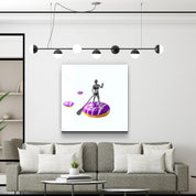 ."On a Donut Boat". Contemporary Collection Glass Wall Art - ArtDesigna Glass Printing Wall Art