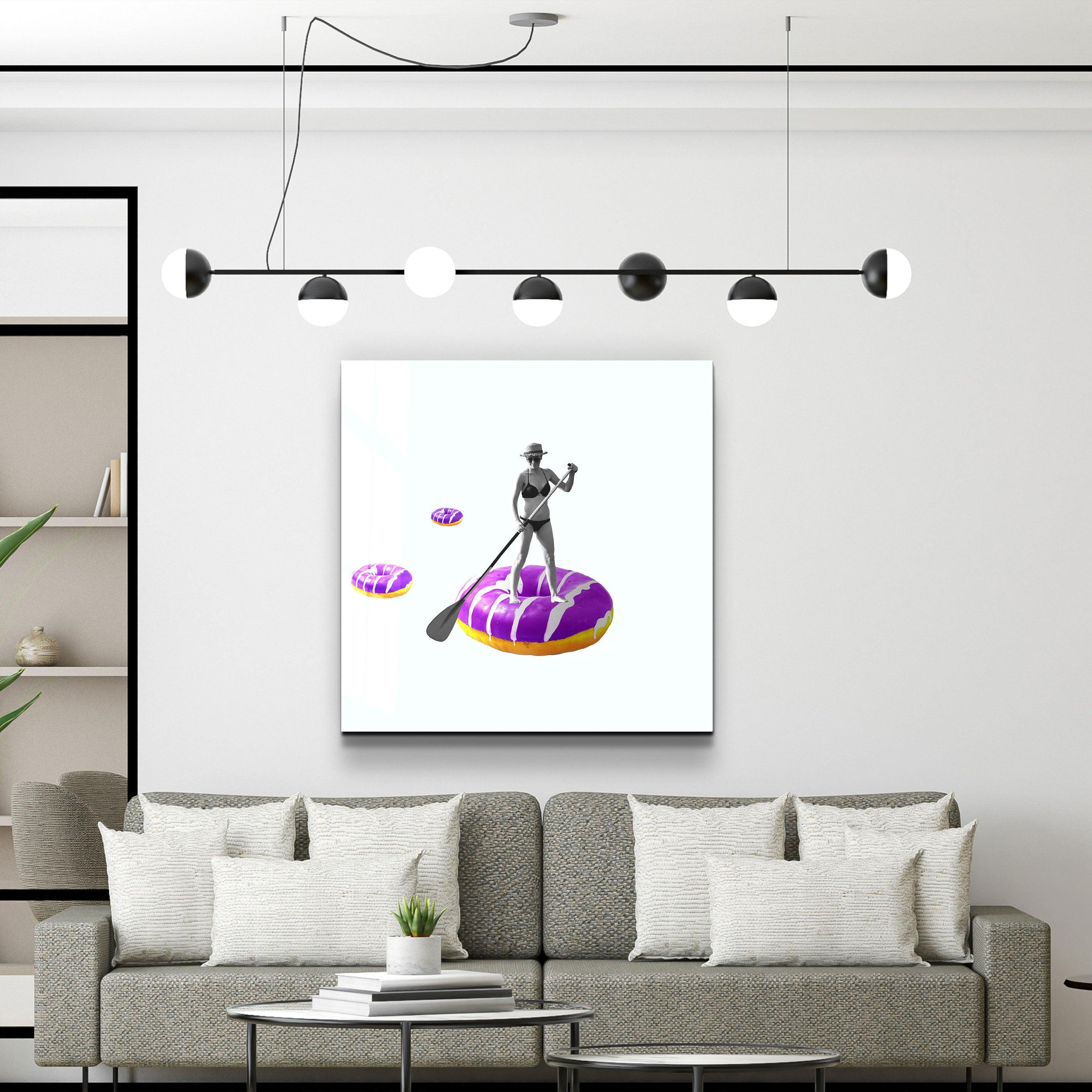 ."On a Donut Boat". Contemporary Collection Glass Wall Art - ArtDesigna Glass Printing Wall Art