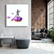 ."On a Donut Boat". Contemporary Collection Glass Wall Art - ArtDesigna Glass Printing Wall Art