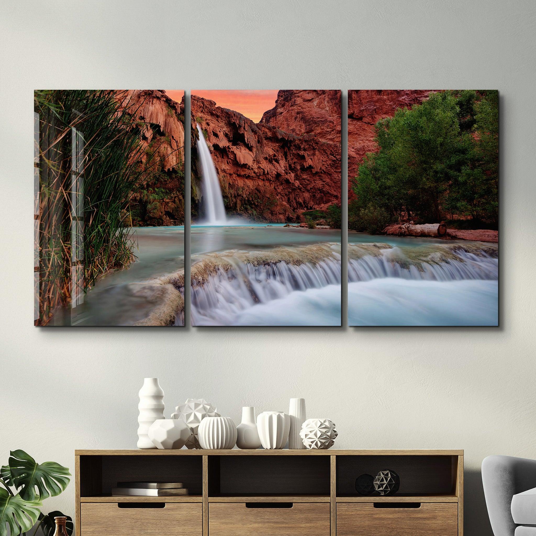 ・"Waterfall - Trio"・Glass Wall Art - ArtDesigna Glass Printing Wall Art