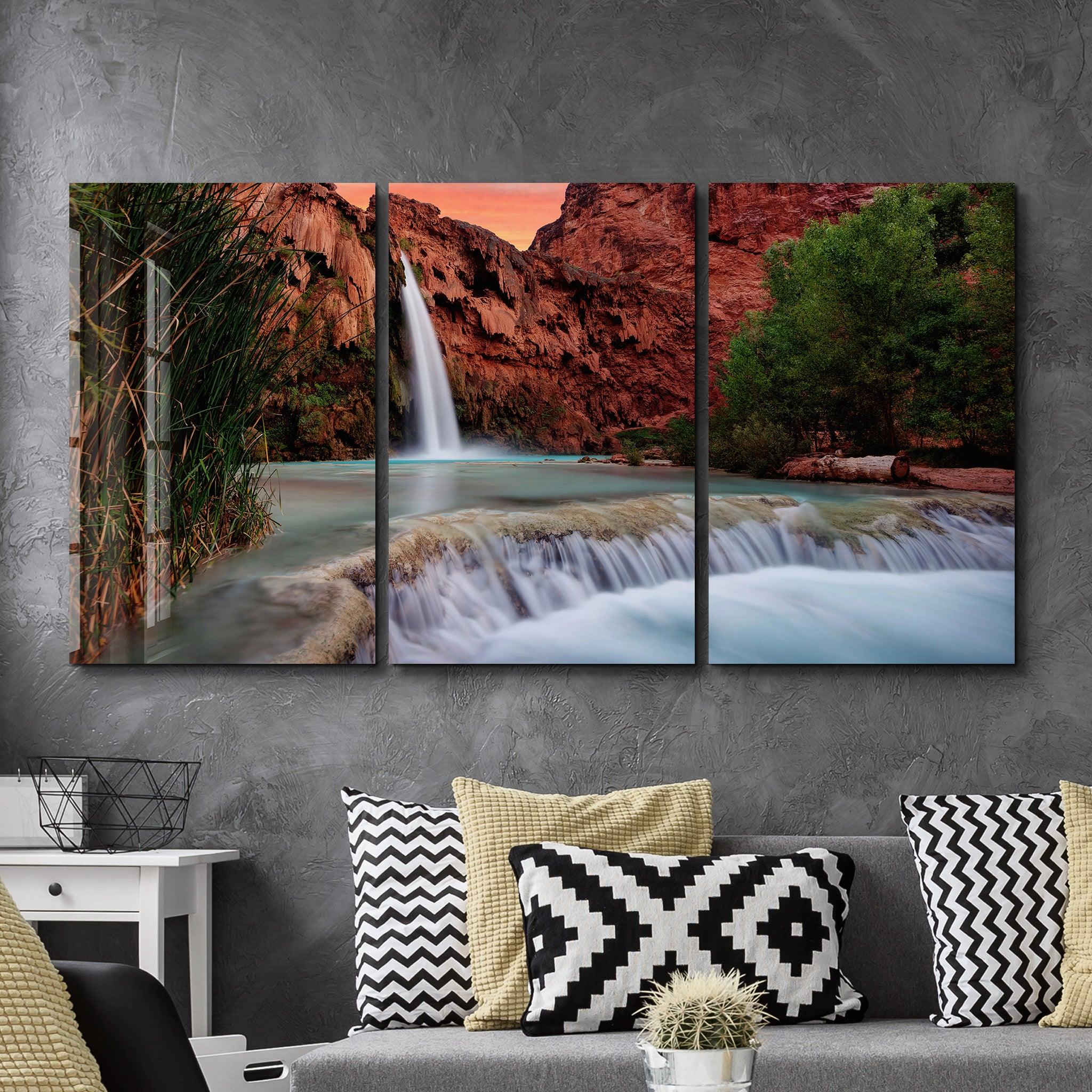 ・"Waterfall - Trio"・Glass Wall Art - ArtDesigna Glass Printing Wall Art