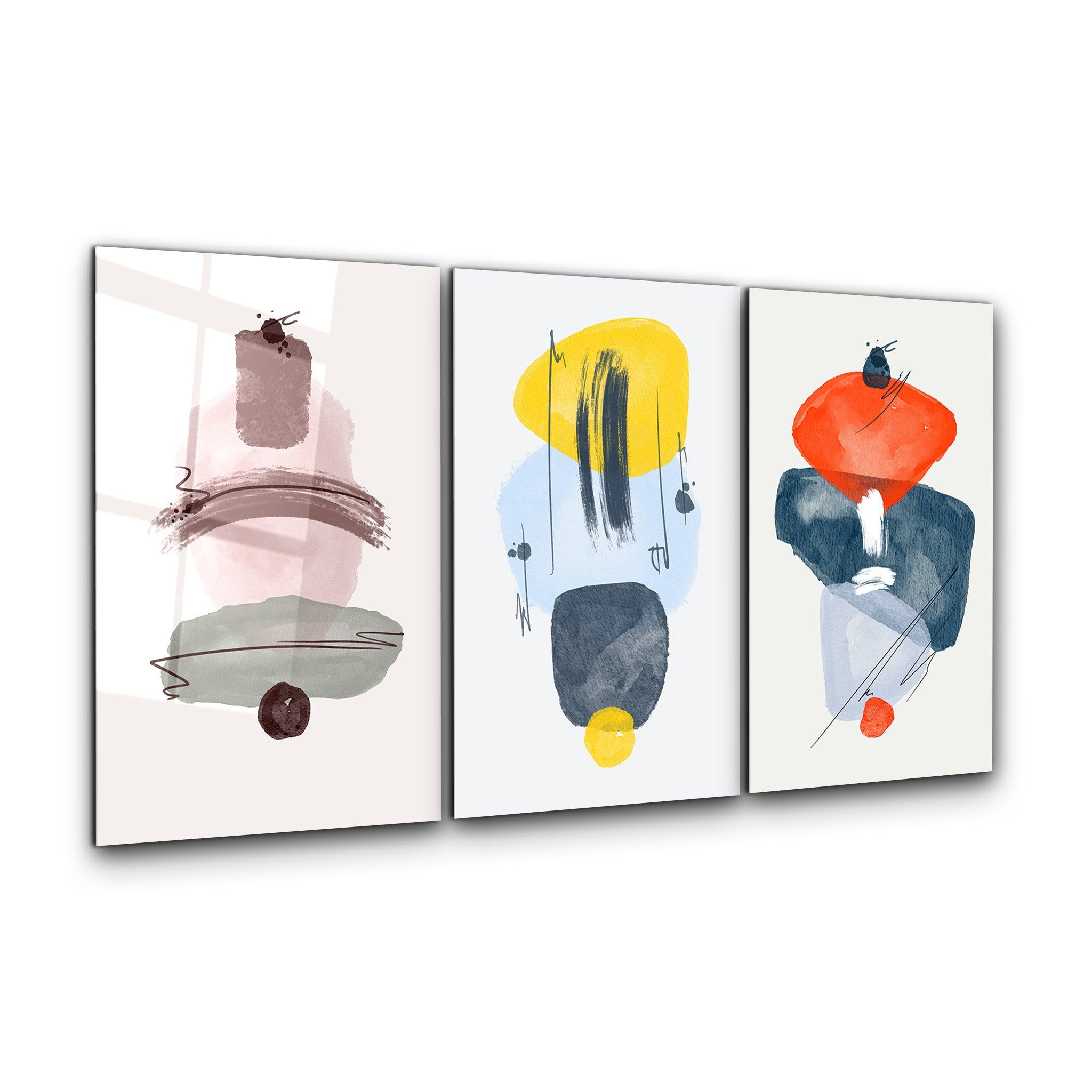 ・"Abstract Shapes and Lines - Trio"・Glass Wall Art - ArtDesigna Glass Printing Wall Art