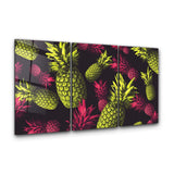 Colorful Pineapples Trio | Glass Wall Art