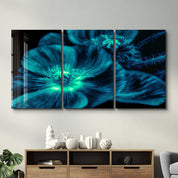 ・"Macro Flower Blue - Trio"・Glass Wall Art - ArtDesigna Glass Printing Wall Art