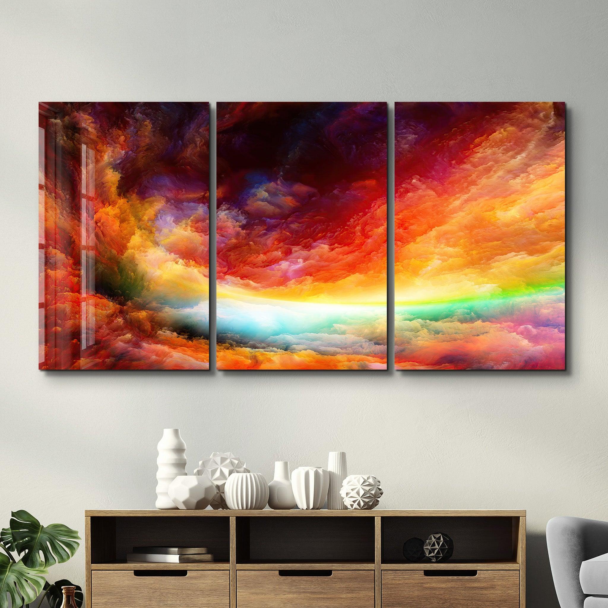 ・"Rainbow Clouds - Trio"・Glass Wall Art - ArtDesigna Glass Printing Wall Art