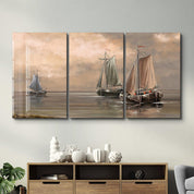 ・"Oil Painting Old Sea - Trio"・Glass Wall Art - ArtDesigna Glass Printing Wall Art