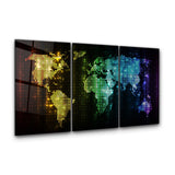 ・"World Map Dot Design - Trio"・Glass Wall Art
